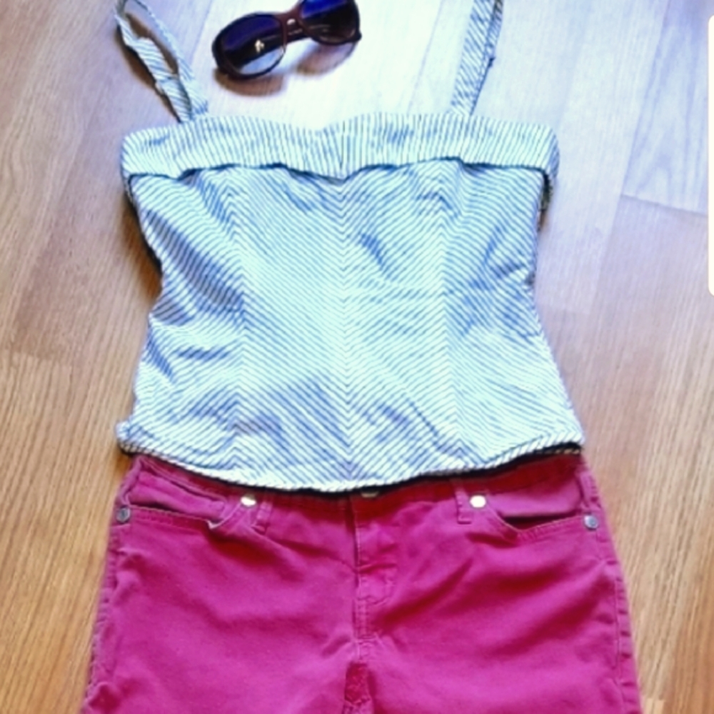 H&M Navy Striped Bustier Top